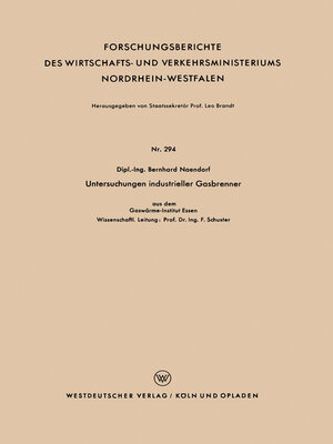 cover image of Untersuchungen industrieller Gasbrenner